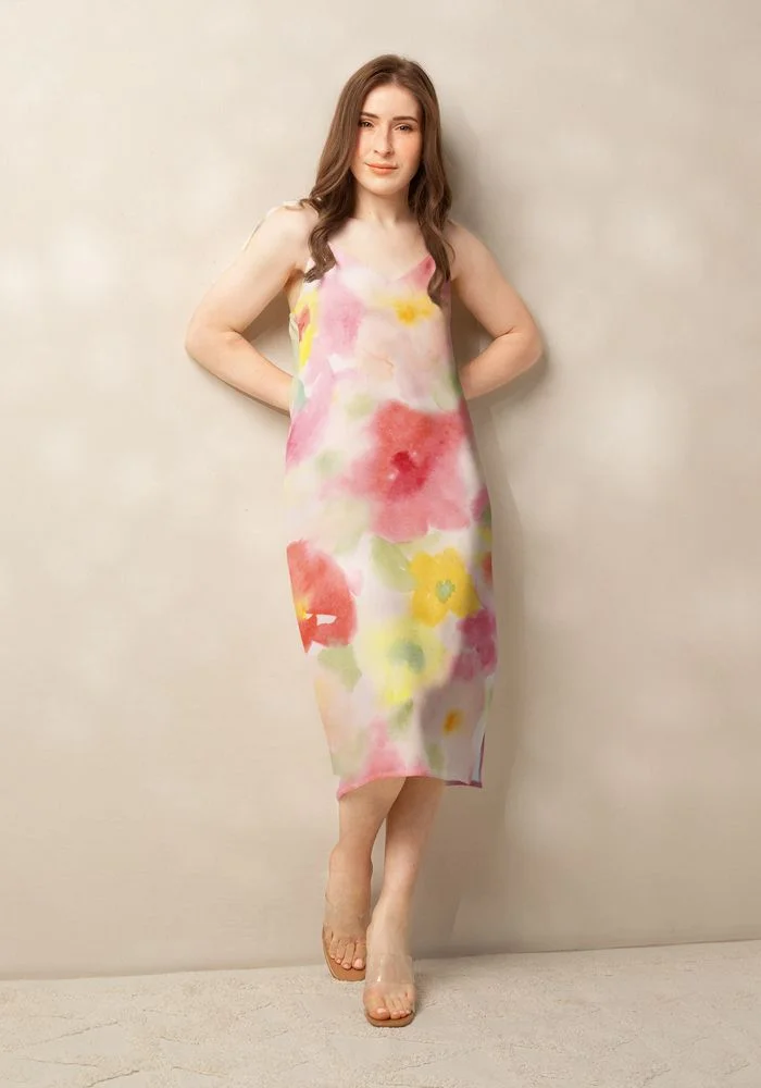 All-Over Print Slip Dress