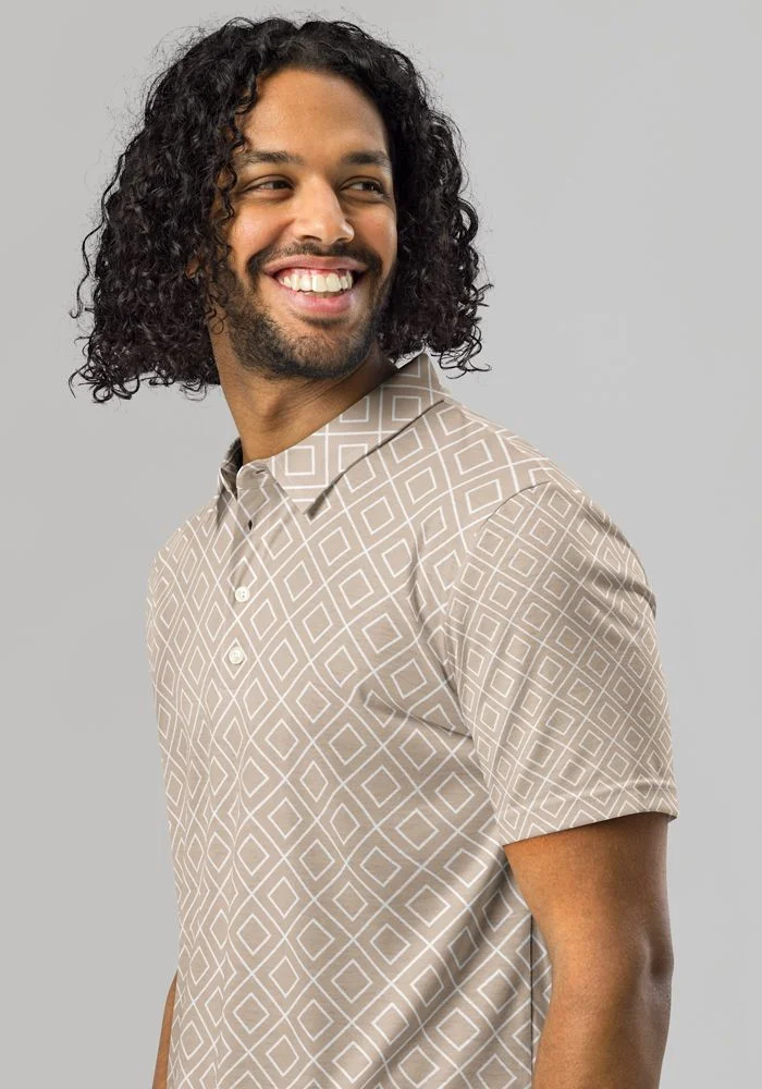Men's All-Over Print Slim Fit Polo Shirt